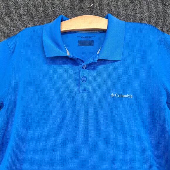 Columbia Omni-Shade Men's Polo Shirt Blue XL Short Sleeve Sun Protection - Picture 3 of 14